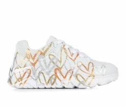 Girls' Skechers Little Kid & Big Kid Uno Lite Heart Metallic Wedge Sneakers
