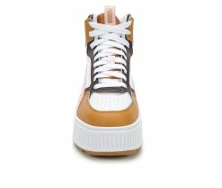 Girls' Puma Big Kid Karmen Rebelle Coco Mid Platform Sneakers -Basketball and Court Shoes Sales Store 4 255