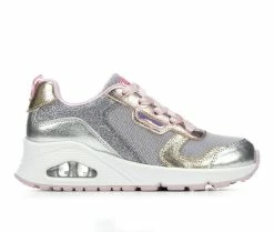 Girls' Skechers Little Kid & Big Kid Uno Metallic Remix Wedge Sneakers