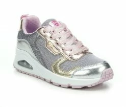 Girls' Skechers Little Kid & Big Kid Uno Metallic Remix Wedge Sneakers -Basketball and Court Shoes Sales Store 2 3